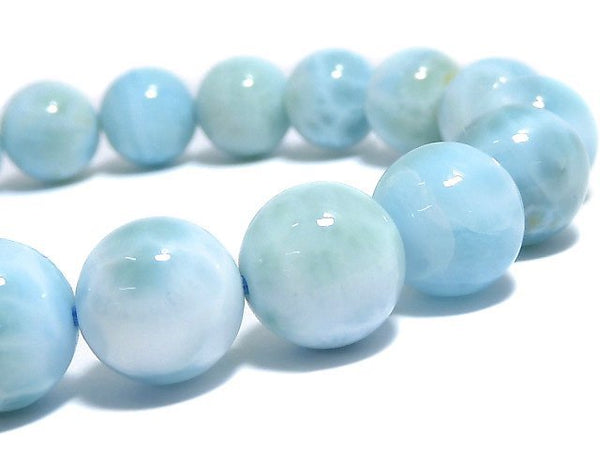 [Video][One of a kind] Larimar Pectolite AA++ Round 10mm Bracelet NO.9