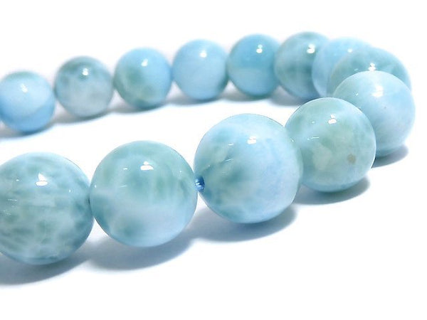 [Video][One of a kind] Larimar Pectolite AA++ Round 10mm Bracelet NO.10