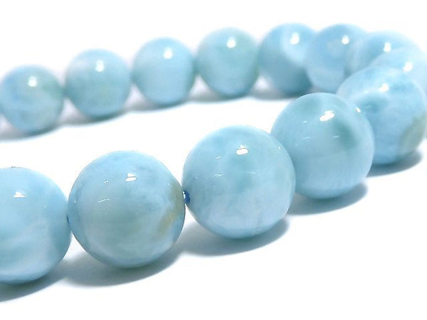 [Video][One of a kind] Larimar Pectolite AA++ Round 9.5mm Bracelet NO.12