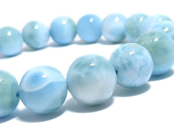 [Video][One of a kind] Larimar Pectolite AA++ Round 10mm Bracelet NO.15