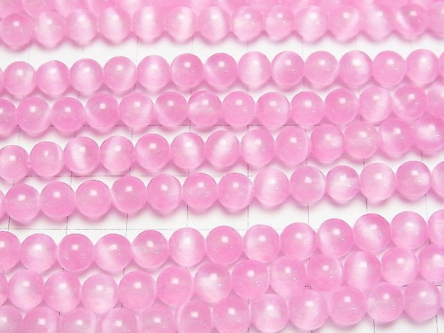 [Video]Selenite (Gypsum) Round 6mm [Pink] 1strand beads (aprx.15inch/37cm)