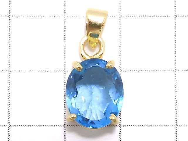 [Video][One of a kind] High Quality Swiss Blue Topaz AAA Pendant 18KGP NO.34