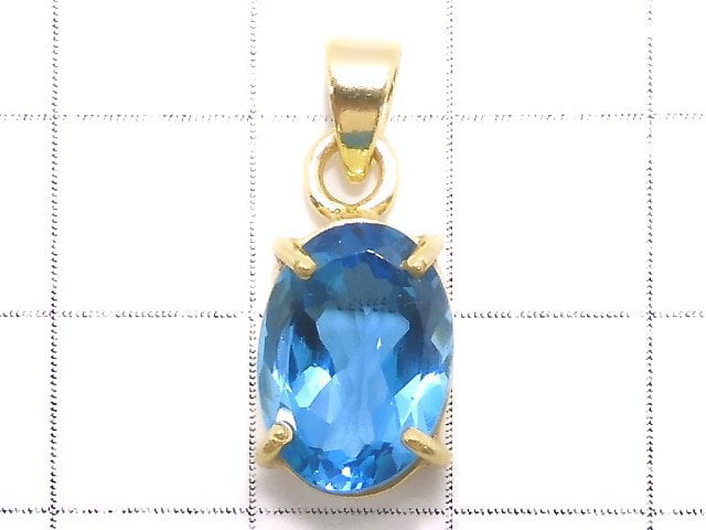 [Video][One of a kind] High Quality Swiss Blue Topaz AAA Pendant 18KGP NO.36