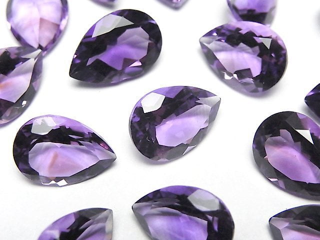 [Video]High Quality Amethyst AAA Loose stone Pear shape Faceted 14x10mm 2pcs