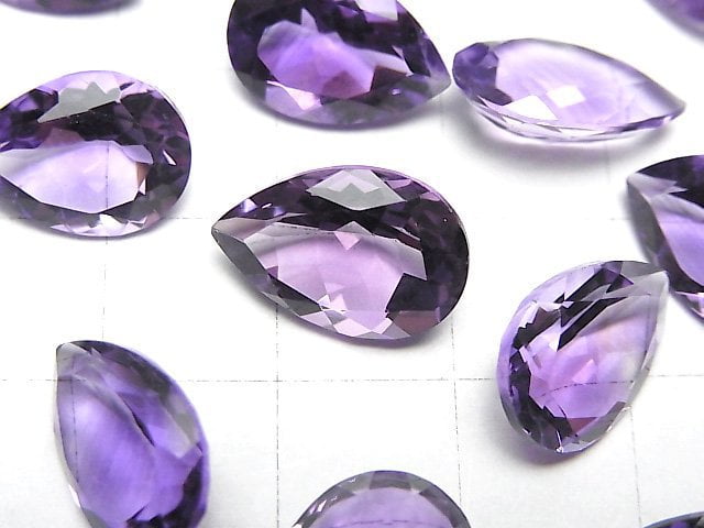 [Video]High Quality Amethyst AAA Loose stone Pear shape Faceted 14x10mm 2pcs