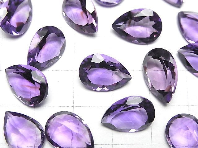 [Video]High Quality Amethyst AAA Loose stone Pear shape Faceted 14x10mm 2pcs