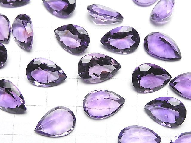 [Video]High Quality Amethyst AAA Loose stone Pear shape Faceted 14x10mm 2pcs