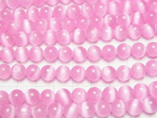 [Video]Selenite (Gypsum) Round 8mm [Pink] 1strand beads (aprx.15inch/37cm)