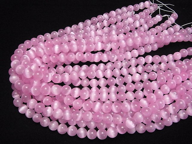 [Video]Selenite (Gypsum) Round 8mm [Pink] 1strand beads (aprx.15inch/37cm)