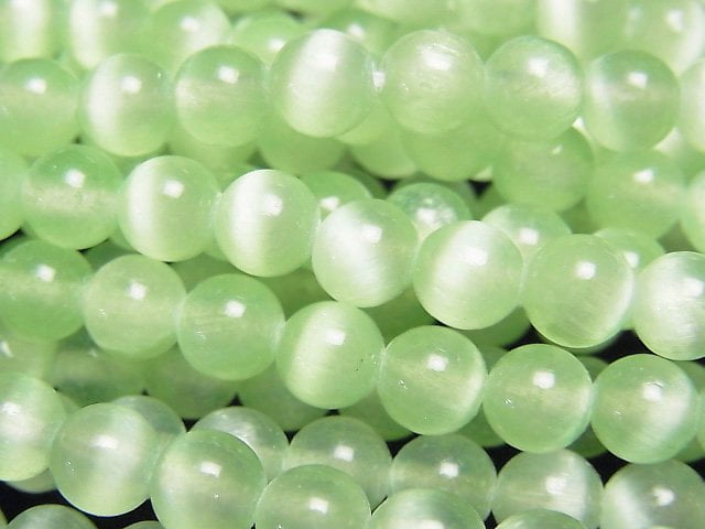 [Video]Selenite (Gypsum) Round 6mm [Light Green] 1strand beads (aprx.15inch/37cm)