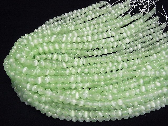 [Video]Selenite (Gypsum) Round 6mm [Light Green] 1strand beads (aprx.15inch/37cm)