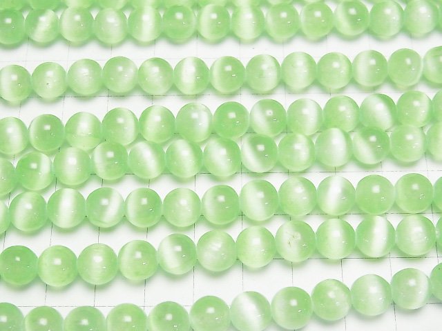 [Video]Selenite (Gypsum) Round 8mm [Light Green] 1strand beads (aprx.15inch/37cm)