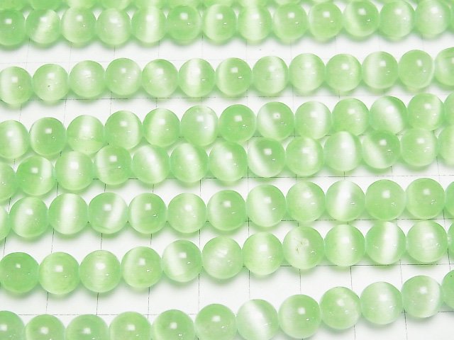 [Video]Selenite (Gypsum) Round 8mm [Light Green] 1strand beads (aprx.15inch/37cm)