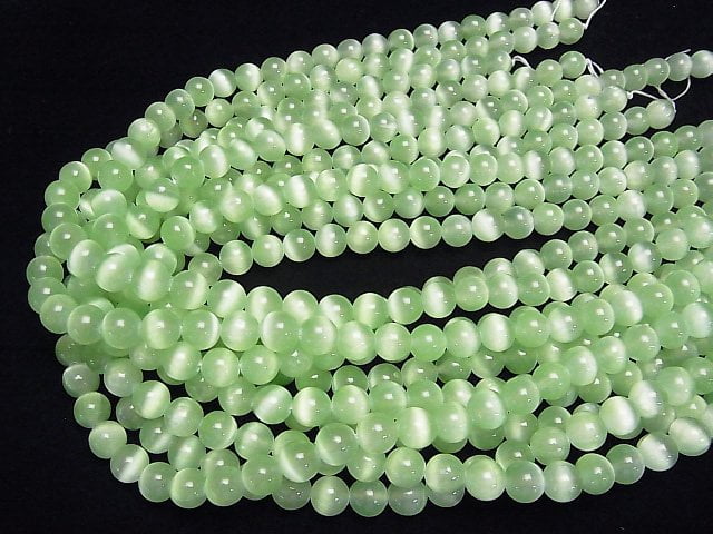 [Video]Selenite (Gypsum) Round 8mm [Light Green] 1strand beads (aprx.15inch/37cm)