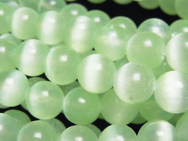 [Video]Selenite (Gypsum) Round 10mm [Light Green] half or 1strand beads (aprx.15inch/37cm)