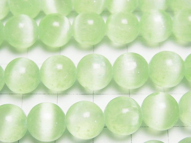 [Video]Selenite (Gypsum) Round 10mm [Light Green] half or 1strand beads (aprx.15inch/37cm)