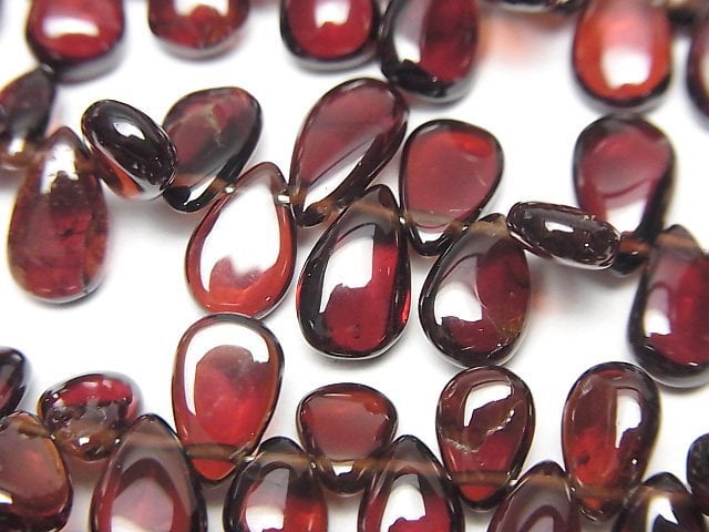 [Video]High Quality Mozambique Garnet AAA- Pear shape (Smooth) half or 1strand beads (aprx.7inch/18cm)