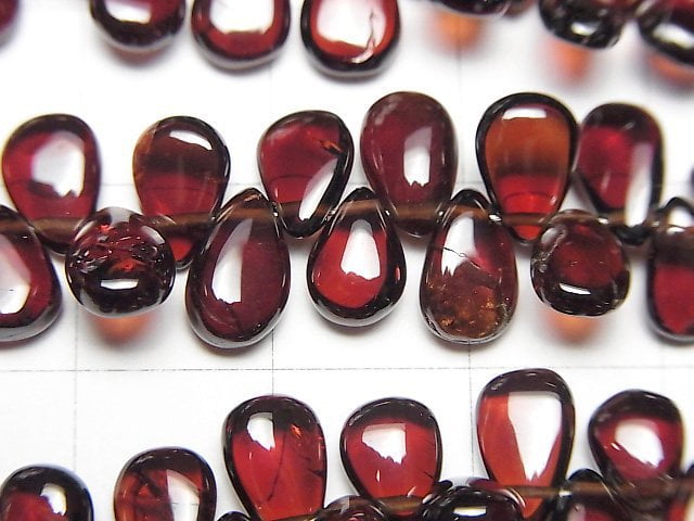 [Video]High Quality Mozambique Garnet AAA- Pear shape (Smooth) half or 1strand beads (aprx.7inch/18cm)