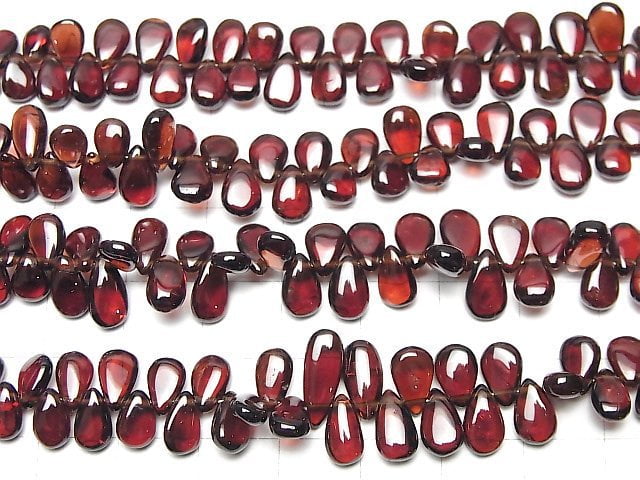 [Video]High Quality Mozambique Garnet AAA- Pear shape (Smooth) half or 1strand beads (aprx.7inch/18cm)