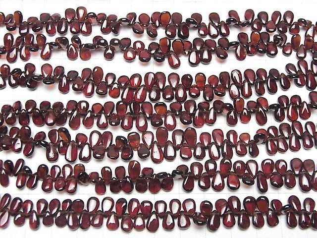 [Video]High Quality Mozambique Garnet AAA- Pear shape (Smooth) half or 1strand beads (aprx.7inch/18cm)