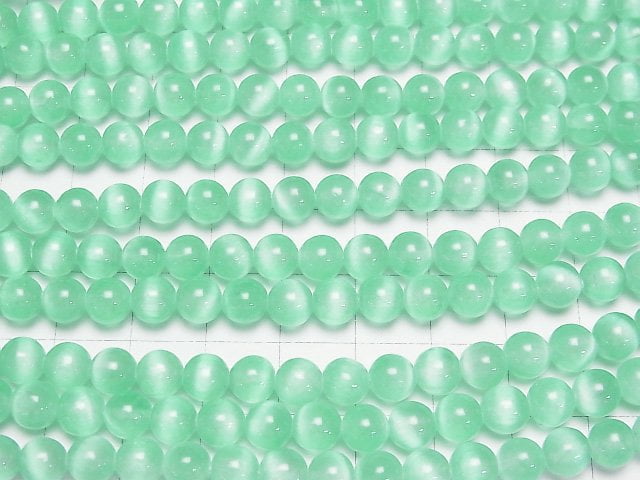 [Video]Selenite (Gypsum) Round 6mm [Green] 1strand beads (aprx.15inch/37cm)