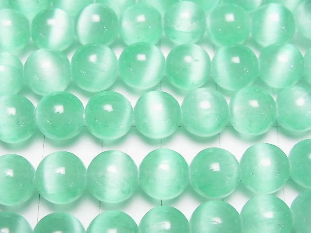 [Video]Selenite (Gypsum) Round 8mm [Green] 1strand beads (aprx.15inch/37cm)