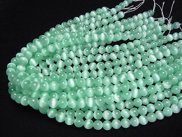 [Video]Selenite (Gypsum) Round 8mm [Green] 1strand beads (aprx.15inch/37cm)