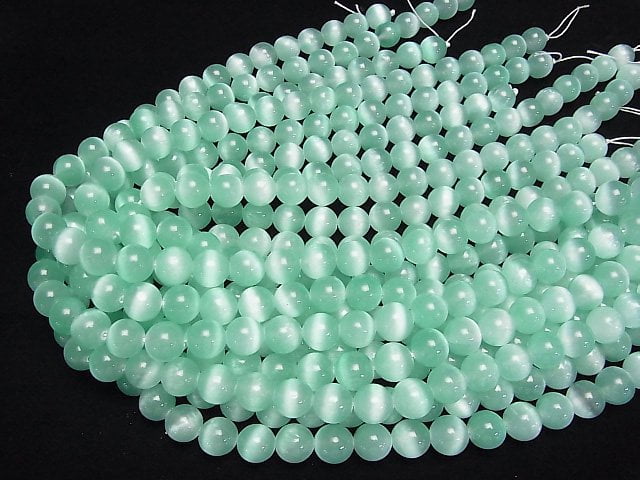 [Video]Selenite (Gypsum) Round 10mm [Green] half or 1strand beads (aprx.15inch/37cm)