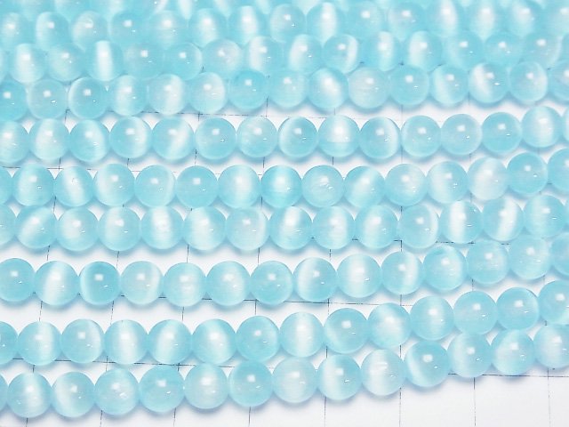 [Video]Selenite (Gypsum) Round 6mm [Light Blue] 1strand beads (aprx.15inch/37cm)