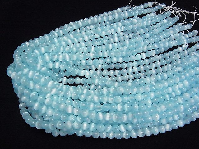 [Video]Selenite (Gypsum) Round 6mm [Light Blue] 1strand beads (aprx.15inch/37cm)