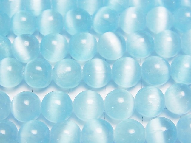 [Video]Selenite (Gypsum) Round 8mm [Light Blue] 1strand beads (aprx.15inch/37cm)