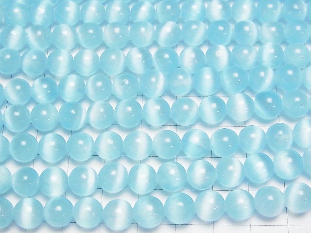 [Video]Selenite (Gypsum) Round 8mm [Light Blue] 1strand beads (aprx.15inch/37cm)