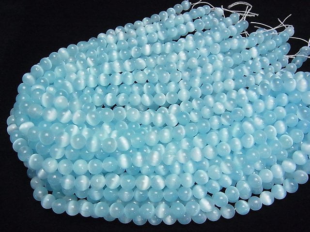 [Video]Selenite (Gypsum) Round 8mm [Light Blue] 1strand beads (aprx.15inch/37cm)