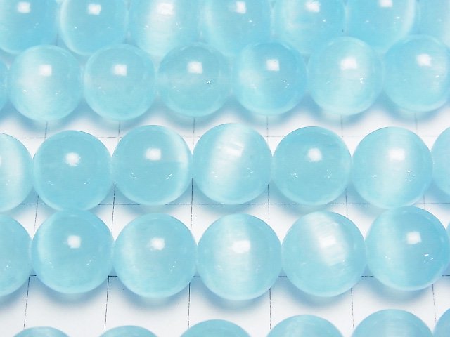 [Video]Selenite (Gypsum) Round 10mm [Light Blue] half or 1strand beads (aprx.15inch/37cm)