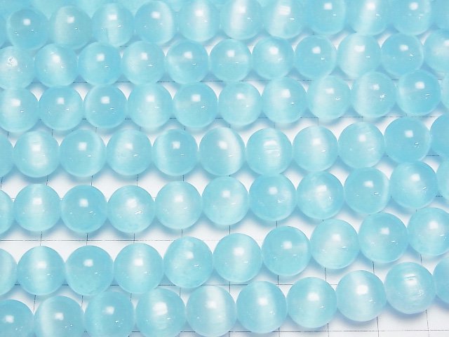 [Video]Selenite (Gypsum) Round 10mm [Light Blue] half or 1strand beads (aprx.15inch/37cm)