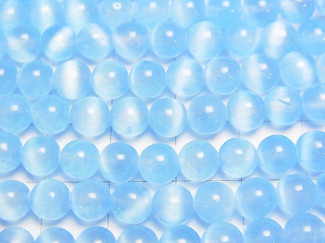 [Video]Selenite (Gypsum) Round 6mm [Blue] 1strand beads (aprx.15inch/37cm)