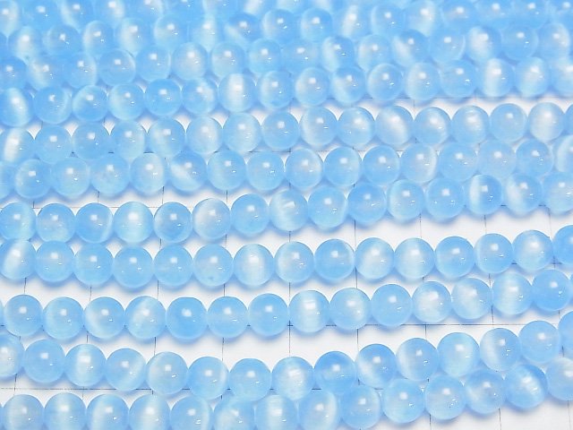 [Video]Selenite (Gypsum) Round 6mm [Blue] 1strand beads (aprx.15inch/37cm)
