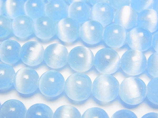 [Video]Selenite (Gypsum) Round 8mm [Blue] 1strand beads (aprx.15inch/37cm)