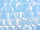 [Video]Selenite (Gypsum) Round 8mm [Blue] 1strand beads (aprx.15inch/37cm)