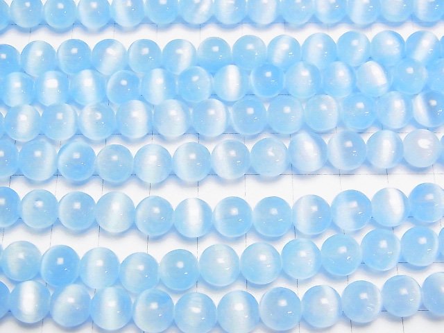 [Video]Selenite (Gypsum) Round 8mm [Blue] 1strand beads (aprx.15inch/37cm)