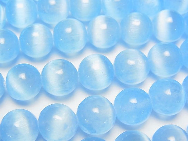 [Video]Selenite (Gypsum) Round 10mm [Blue] half or 1strand beads (aprx.15inch/37cm)