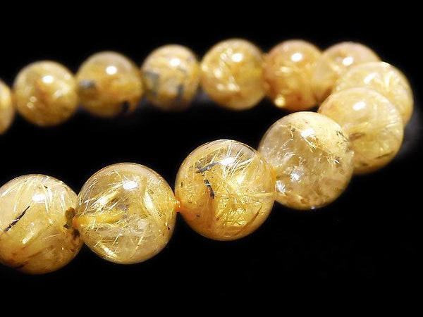 [Video][One of a kind] Rutilated Quartz AA++ Round 10mm Bracelet NO.30