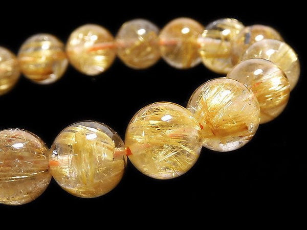 [Video][One of a kind] Rutilated Quartz AAA- Round 10.5mm Bracelet NO.31