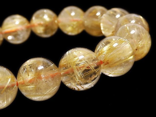 [Video][One of a kind] Rutilated Quartz AAA- Round 11.5mm Bracelet NO.37