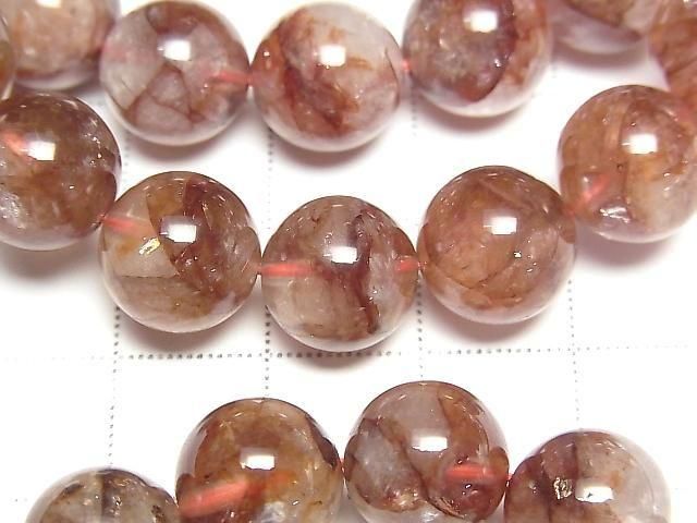 [Video] Red Hematoid Quartz AAA Round 10-11mm Bracelet