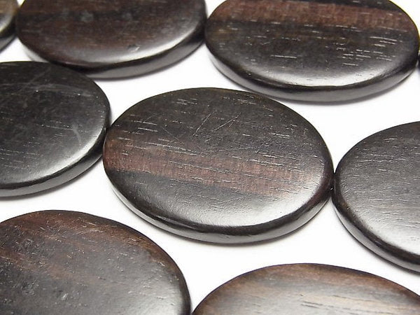 Ebony Wood  Oval 35x25mm half or 1strand beads (aprx.15inch/37cm)