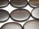 Ebony Wood  Oval 35x25mm half or 1strand beads (aprx.15inch/37cm)