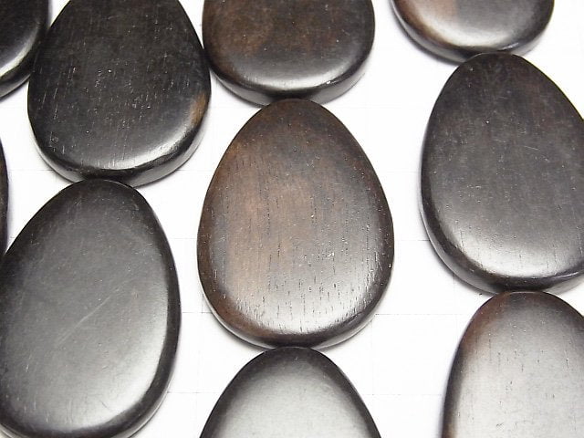 Ebony Wood  Vertical Hole Pear shape 35x25mm half or 1strand beads (aprx.15inch/37cm)