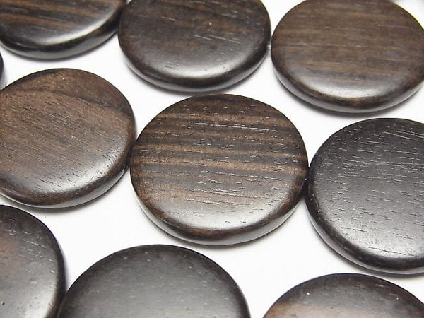 Ebony Wood Coin 25x25mm half or 1strand beads (aprx.15inch/37cm)