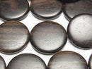 Ebony Wood Coin 25x25mm half or 1strand beads (aprx.15inch/37cm)